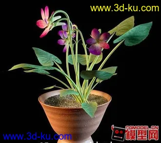 3D打印模型高质量盆栽（带材质）花 树精品28的图片