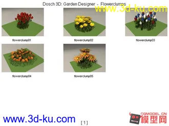 3D打印模型公园 园林景观（合集）树林灌木花卉草皮花架休闲椅喷泉的图片