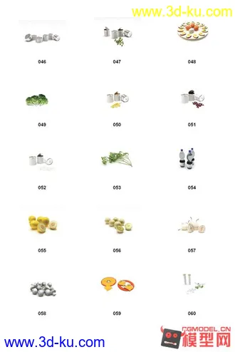 3D打印模型各种水果 食物 杂货 大合集 (苹果橙子柠檬...辣椒花菜...面包..咖啡..等等...的图片