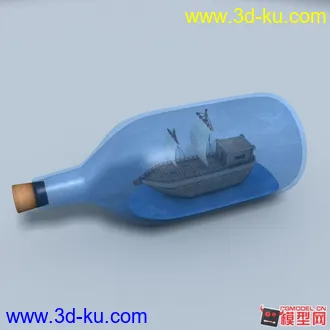 3D打印模型玻璃瓶里的船许愿瓶的图片