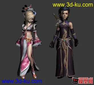 3D打印模型古代风格的古装卡通人物小集锦的图片