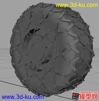 3D打印模型车轮简模 带防滑链条的图片