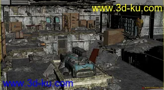 3D打印模型一套大室内废墟场面，超级经典，带贴图的图片