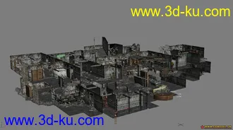 3D打印模型一套大室内废墟场面，超级经典，带贴图的图片