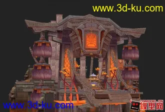 3D打印模型东方古建筑场景小集锦的图片