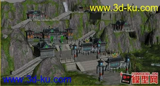 3D打印模型东方古建筑场景小集锦的图片