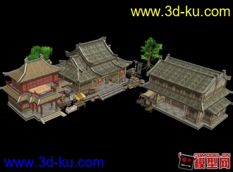 3D打印模型东方古建筑场景小集锦的图片