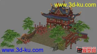 3D打印模型东方古建筑场景小集锦的图片