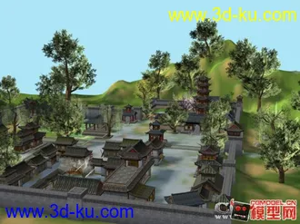 3D打印模型东方古建筑场景小集锦的图片