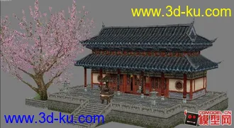 3D打印模型东方古建筑场景小集锦的图片
