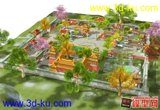 3D打印模型东方古建筑场景小集锦的图片