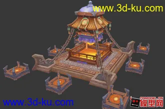 3D打印模型东方古建筑场景小集锦的图片