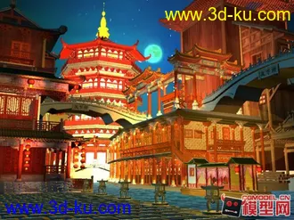 3D打印模型东方古建筑场景小集锦的图片