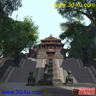 3D打印模型东方古建筑场景小集锦的图片