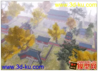 3D打印模型东方古建筑场景小集锦的图片