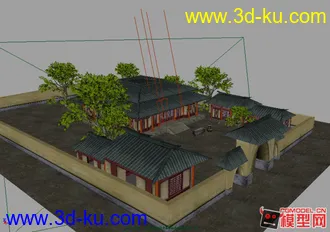 3D打印模型东方古建筑场景小集锦的图片