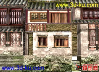 3D打印模型东方古建筑场景小集锦的图片