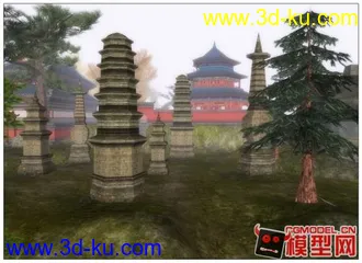 3D打印模型东方古建筑场景小集锦的图片