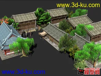 3D打印模型东方古建筑场景小集锦的图片