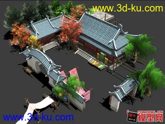 3D打印模型东方古建筑场景小集锦的图片