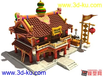 3D打印模型东方古建筑场景小集锦的图片