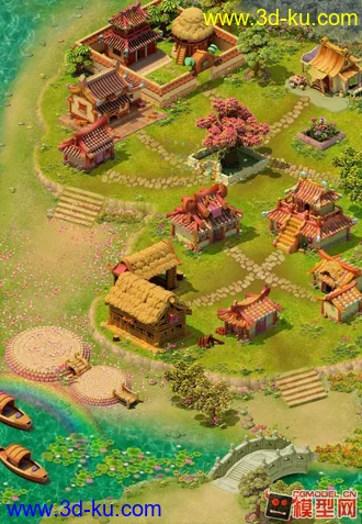 3D打印模型东方古建筑场景小集锦的图片