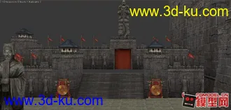 3D打印模型东方古建筑场景小集锦的图片