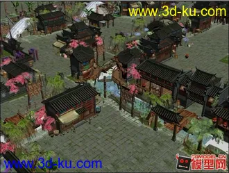 3D打印模型东方古建筑场景小集锦的图片