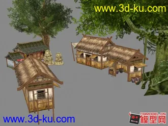 3D打印模型东方古建筑场景小集锦的图片