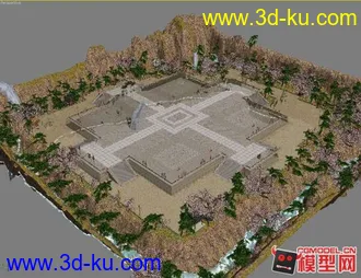 3D打印模型东方古建筑场景小集锦的图片