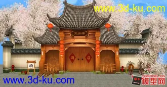 3D打印模型东方古建筑场景小集锦的图片