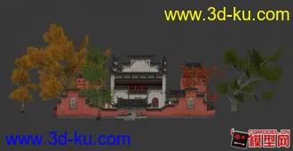 3D打印模型东方古建筑场景小集锦的图片