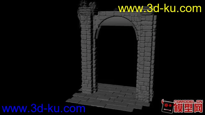 精细古代游戏大门石门maya模型的图片1