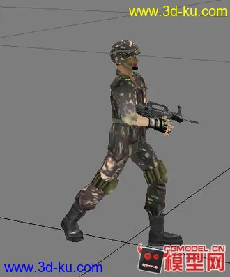 士兵模型，带走和跑的动画的图片