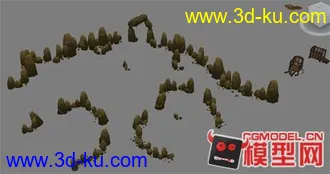 3D打印模型火炬2场景部件（山、树、房子、石头）的图片