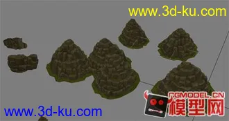 3D打印模型火炬2场景部件（山、树、房子、石头）的图片