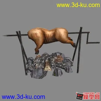 3D打印模型霸王（Overlord）场景部件1 - 石柱+传送门+烤猪的图片