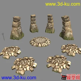 3D打印模型霸王（Overlord）场景部件1 - 石柱+传送门+烤猪的图片