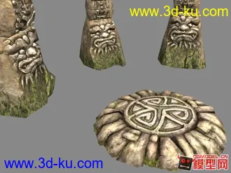 3D打印模型霸王（Overlord）场景部件1 - 石柱+传送门+烤猪的图片