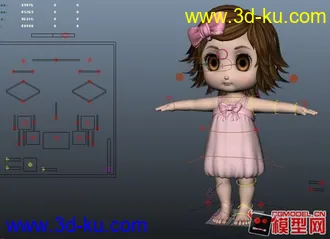 3D打印模型可爱小女孩，已绑定，带眼球控制，次级表情控制。的图片