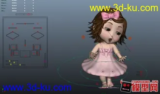 3D打印模型可爱小女孩，已绑定，带眼球控制，次级表情控制。的图片