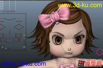3D打印模型可爱小女孩，已绑定，带眼球控制，次级表情控制。的图片