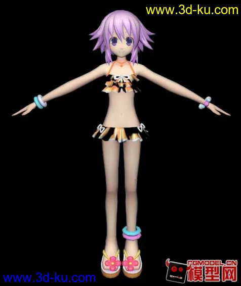 海王星－紫发泳装女孩（有骨骼绑定）MAX 2012模型的图片6