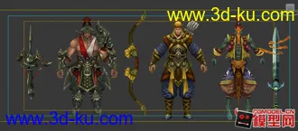 3个精品古代战士模型的图片