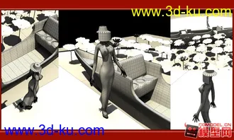 3D打印模型西湖边美女在散步的图片