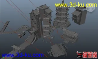 3D打印模型江户时代的小镇的图片