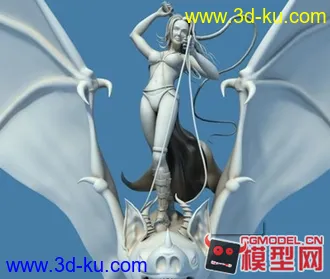 3D打印模型骑蝙蝠怪物的美女的图片