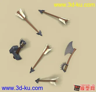 锤子  斧子  弓箭 模型带贴图的图片