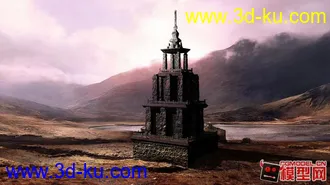 MAYA模型 塔 有材质贴图 灯光的图片