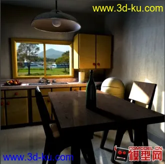 3D打印模型一个餐厅，练习灯光用，所以不提供打好灯光的文件~的图片